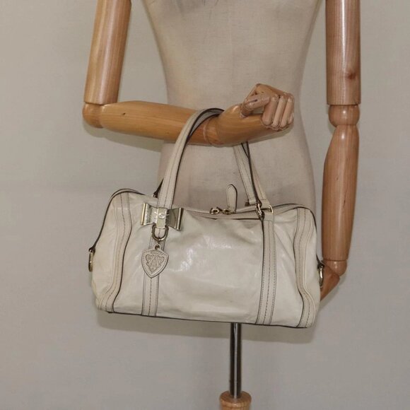 GUCCI Hand Bag Leather 2way White Gold 181487 Auth - Picture 1 of 16